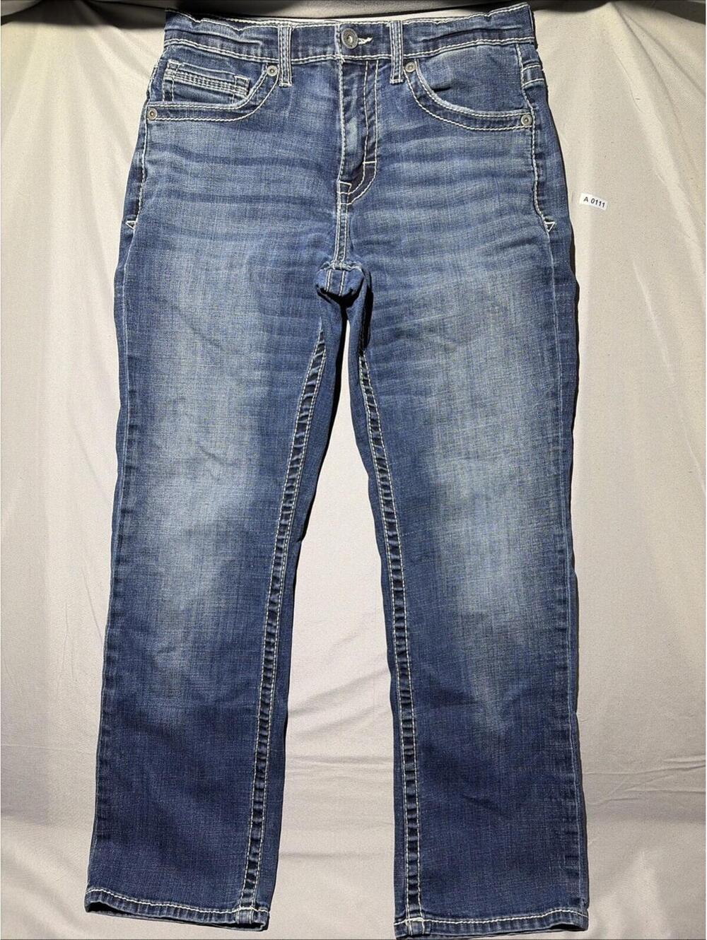 BKE Tyler Straight Jeans Men's 31x30 Distressed Thick Stitch (Measured 30x28)